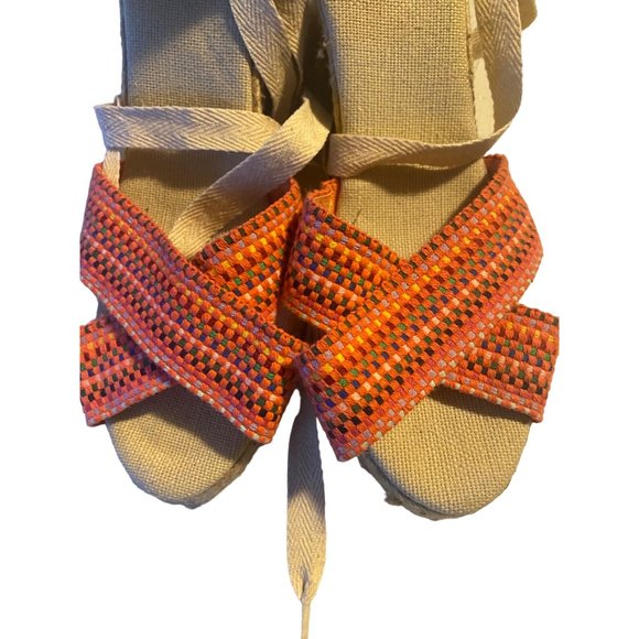 Pima 2 wedge espadrille ankle wrap pink multicolor polkadot sandals size - Picture 6 of 11